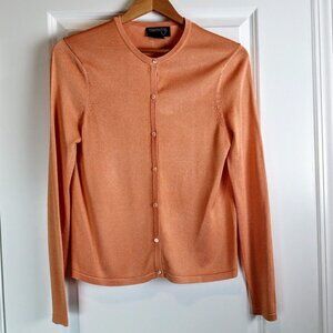 Country Shop 100% Silk Knit Long Sleeve Cardigan Sweater